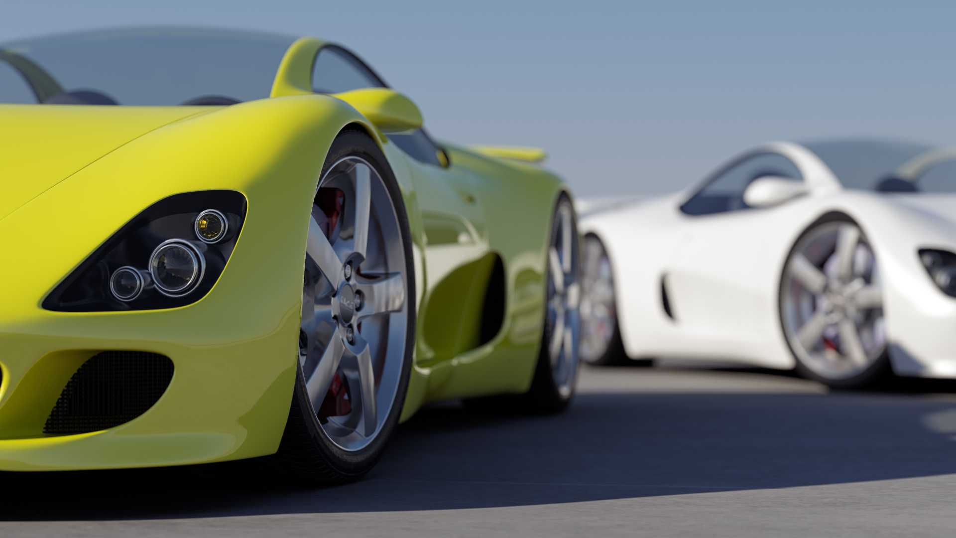 deux voitures de sport jaune et blanche